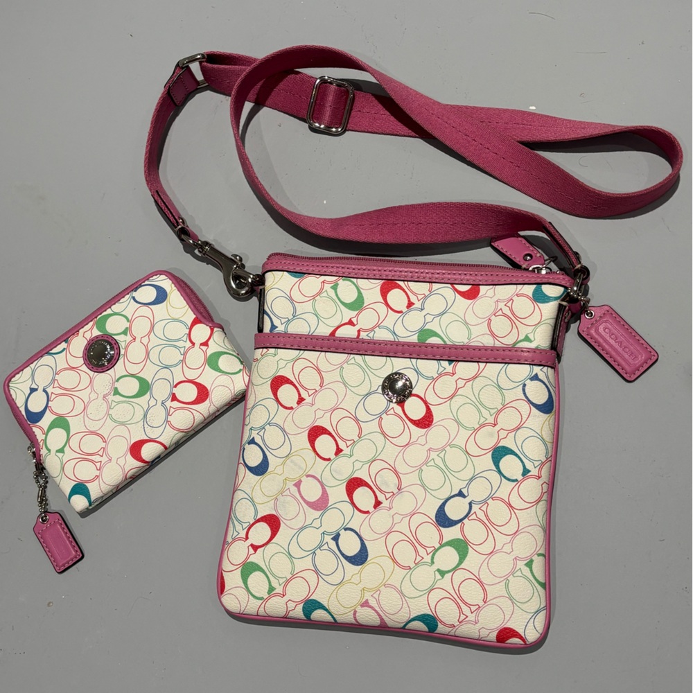 Coach purse set with wallet rainbow vintage y2k